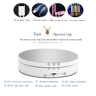 13.8cm Mirror Style USB Charging Smart 360 Degree Rotating Turntable Display Stand Video Shooting Props Turntable for Photograph