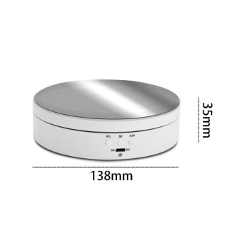 13.8cm Mirror Style USB Charging Smart 360 Degree Rotating Turntable Display Stand Video Shooting Props Turntable for Photograph