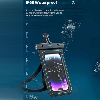 USAMS US-YD013 6.7 inch Sponge Float Transparent IP68 Waterproof Swimming Cell Phone Bag(Black)