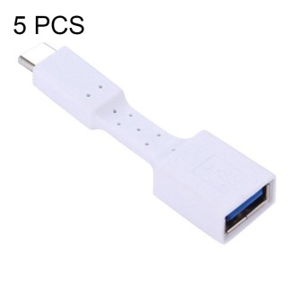 5 PCS USB-C / Type-C Male to USB 3.0 Female OTG Adapter (White)