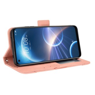 For HTC Desire 22 Pro Skin Feel Calf Texture Card Slots Leather Phone Case(Pink)