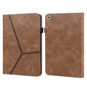 For Lenovo Tab M10 10.1 inch Solid Color Embossed Striped Leather Case(Brown)