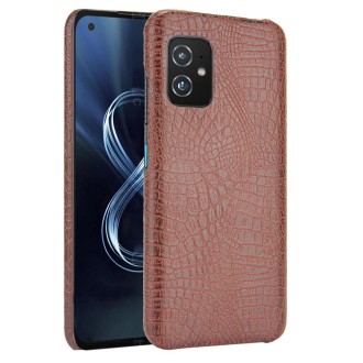 For Asus Zenfone 8 ZS590KS Shockproof Crocodile Texture PC + PU Case(Brown)