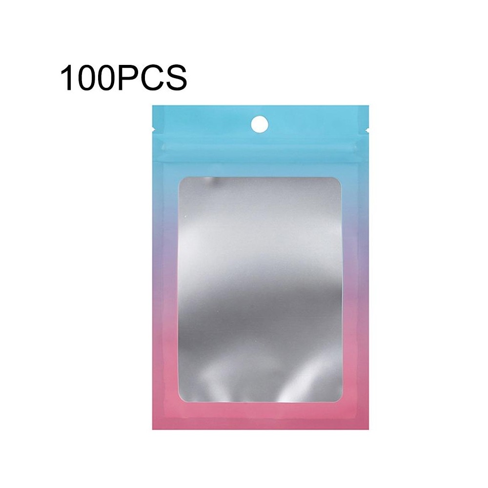 100PCS Aluminum Foil Ziplock Bag Jewelry Data Line Sealed Packaging Bag, Size: 12x18cm (Blue Gradually Pink)