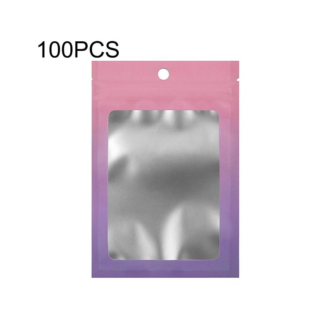 100PCS Aluminum Foil Ziplock Bag Jewelry Data Line Sealed Packaging Bag, Size: 12x18cm (Pink Gradually Purple)