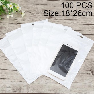 100 PCS 18cm x 26cm Hang Hole Clear Front White Pearl Jewelry Zip Lock Packaging Bag, Custom Printing and Size are welcome