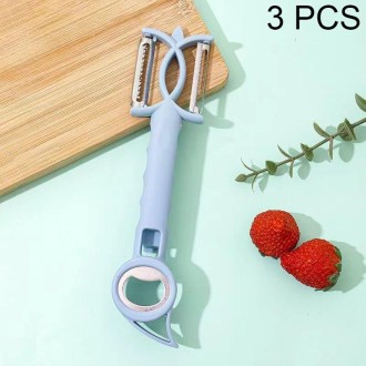 3 PCS 7 In 1 Multifunctional Peeling Bottle Opener Peeler Grater Can Opener(Blue)