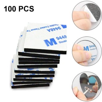 100 PCS 40x40x1.5mm Square EVA Foam Double-sided Adhesive High-viscosity Sponge Sticker(Black)