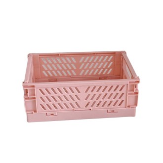 Student Desktop Organizer Folding Plastic Storage Box, Size: Small (Pink)