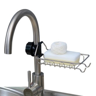 Faucet Rack Stainless Steel Perforated Free Kitchen Sink Storage Rack Rag Sponge Drain Rack, Style:Type A