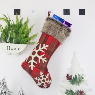 CX20202 Christmas Snowflake Plush Sock Gift Bag Christmas Tree Pendant Decoration