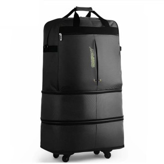 91L Retractable Suitcase Foldable Unisex Suitcase Lockable Travel Spinner Rolling Trolley Clothing Bag, Size: 32 inch(Black)