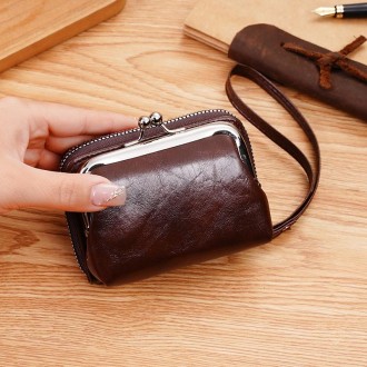 Ladies Buckle Coin Purse Detachable Large Capacity Clutch Bag Multi-card Slot Wallet(Coffee)