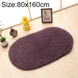 Faux Fur Rug Anti-slip Solid Bath Carpet Kids Room Door Mats Oval  Bedroom Living Room Rugs, Size:80x160cm(Gray Purple)