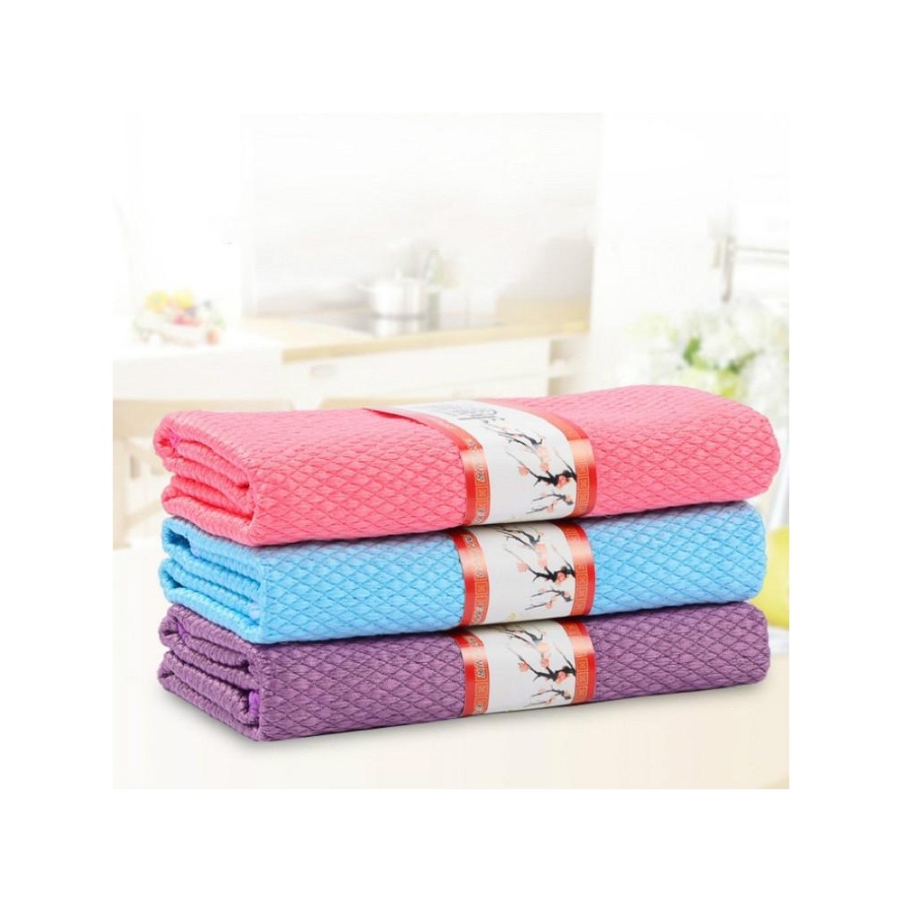 3 PCS Kitchen Glass Window Soft Fiber Clean Towel,30 x 40 cm Colour:Color