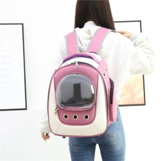 Pet Going Out Space Backpack Portable Breathable Large Capacity Backpack(Pink)