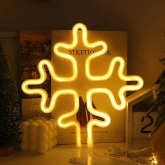 Christmas Decoration Neon Lights Wall-Mounted Ornaments, Spec: Snowflake-Warm Light