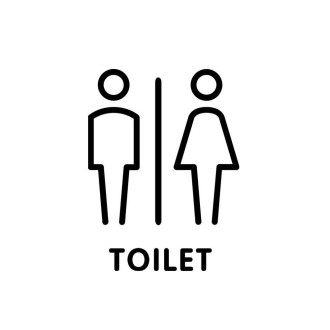 19 x 14cm Personalized Restroom Sign WC Sign Toilet Sign,Style: Black  Public 