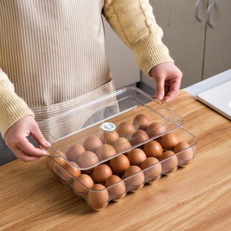 PET with Lid 24 Grids Egg Storage Box Refrigerator Egg Fresh Box