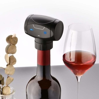 Power Reminder ABS Electric Red Wine Freshness Stopper Vacuum Stopper(Black)