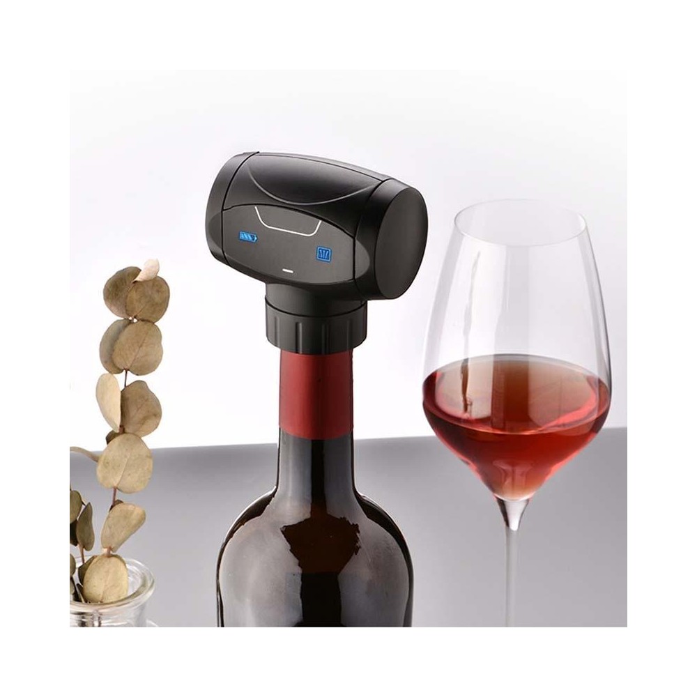 Power Reminder ABS Electric Red Wine Freshness Stopper Vacuum Stopper(Black)