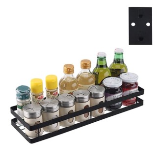 Stainless Steel Wall-mounted Kitchen Rack Hanging Seasoning Holder (Black)