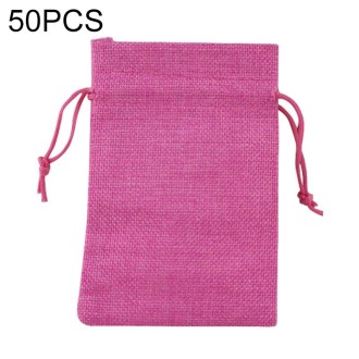 50 PCS Multi size Linen Jute Drawstring Gift Bags Sacks Wedding Birthday Party Favors Drawstring Gift Bags, Size:10x14cm(Rose Re