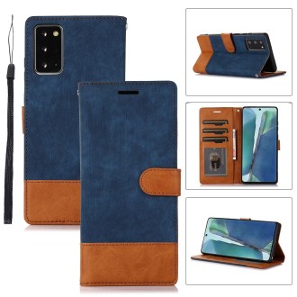 For Samsung Galaxy Note20 Splicing Leather Phone Case(Dark Blue)