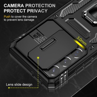 For Samsung Galaxy S21 Ultra 5G Armor PC + TPU Camera Shield Phone Case(Black)