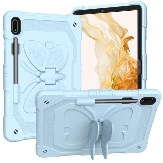 For Samsung Galaxy Tab S8+ / S7+ Butterfly Kickstand Heavy Duty Hard Rugged Tablet Case(Ice Blue)