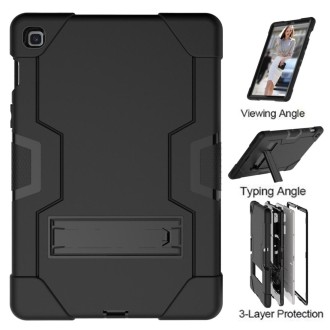 For Galaxy Tab S5e T720 Contrast Color Silicone + PC Combination Case with Holder(Black)