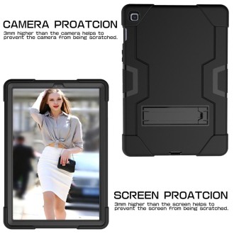 For Galaxy Tab S5e T720 Contrast Color Silicone + PC Combination Case with Holder(Black)