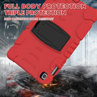 3-Layer Protection Screen Frame + PC + Silicone Shockproof Combination Case with Holder For Samsung Galaxy Tab S5e T720(Red+Blac