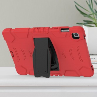 3-Layer Protection Screen Frame + PC + Silicone Shockproof Combination Case with Holder For Samsung Galaxy Tab S5e T720(Red+Blac