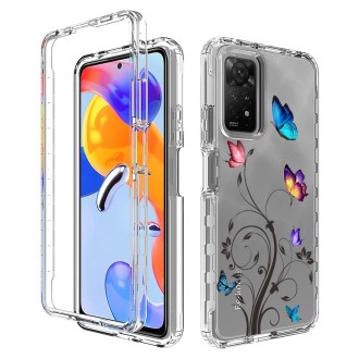 For Xiaomi Redmi Note 11 Pro PC+TPU Transparent Painted Phone Case(Tree Butterflies)