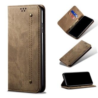 For Xiaomi Redmi Note 11 Pro 4G / 5G Denim Texture Flip Leather Phone Case(Khaki)