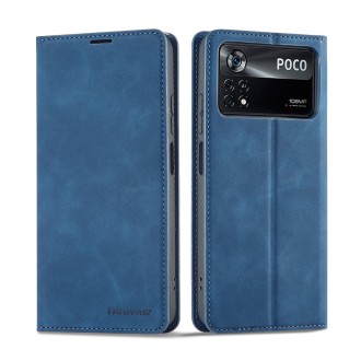 For Xiaomi Poco X4 Pro 5G Forwenw Dream Series Oil Edge Strong Magnetism Leather Phone Case(Blue)