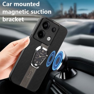 For Xiaomi Redmi Note 13 / 13 Pro Magnetic Litchi Leather Back Phone Case with Holder(Black)