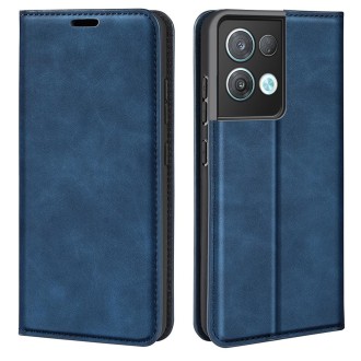 For OPPO Reno8 Pro Retro-skin  Magnetic Suction Leather Phone Case(Dark Blue)