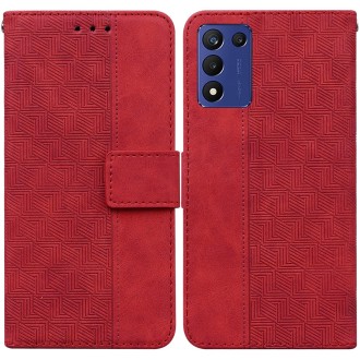 For Realme Q3S / Q3T / 9 SE / 9 5G Speed Geometric Embossed Leather Phone Case(Red)