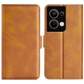 For OPPO Reno 9 Pro Plus Dual-side Magnetic Buckle Horizontal Flip Leather Phone Case(Yellow)