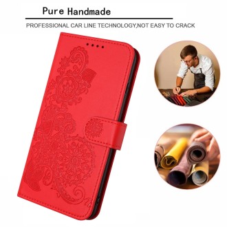 For OPPO Reno8 Pro Datura Flower Embossed Flip Leather Phone Case(Red)