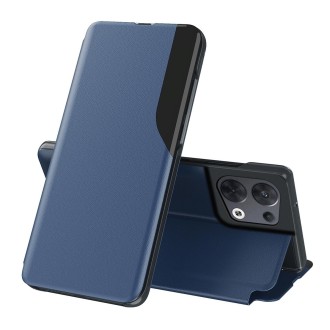 For OPPO Reno8 Attraction Flip Holder Leather Phone Case(Blue)