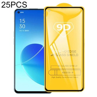 For OPPO Reno6 5G / Reno7 5G / Reno7 SE 5G 25 PCS 9D Full Glue Full Screen Tempered Glass Film