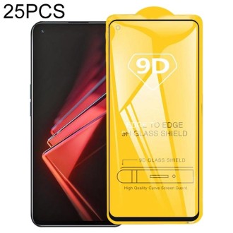 For OPPO K9 25 PCS 9D Full Glue Full Screen Tempered Glass Film