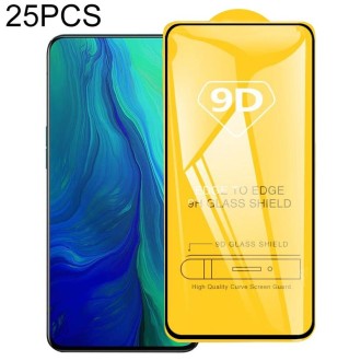 25 PCS 9D Full Glue Screen Tempered Glass Film For OPPO Reno A