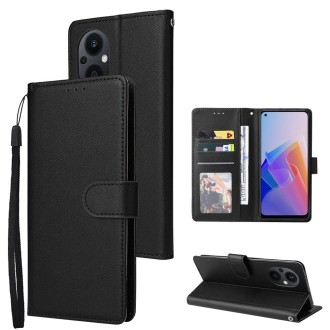 For OPPO A96 5G / Reno7 Z / Reno8 Z Multifunctional 3 Card Slots Leather Phone Case(Black)