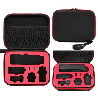 For DJI Osmo Pocket 3 Storage Bag Pocket Camera Handbag(Black Shell Red Inner)