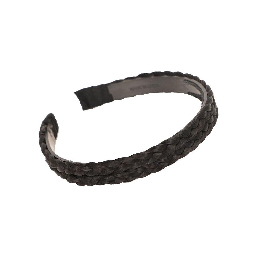 Wide-Brimmed Twisted Braid Hoops Wig Non-Slip Hair Accessories, Color: 1.8cm-Double Natural Black