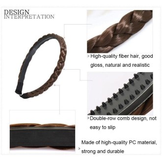 Wide-Brimmed Twisted Braid Hoops Wig Non-Slip Hair Accessories, Color: 1.8cm-Double Natural Black